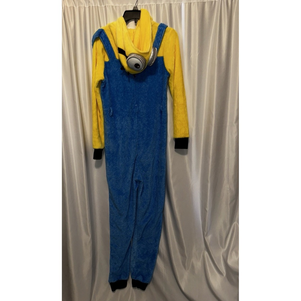 Despicable Me Minion Costume Size Medium 8/10 Unisex Yellow Blue 1 Pc Zip - Picture 2 of 9
